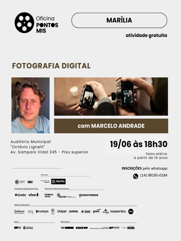 15-06 Secretaria da Cultura abre inscrições para oficina gratuita de Fotografia Digital pelo programa Pontos MIS