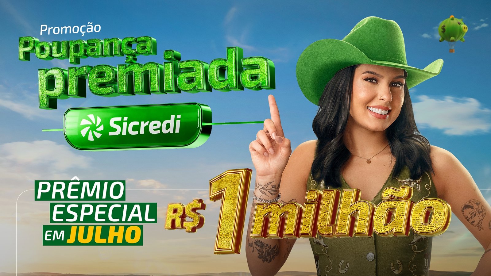 Ana Castela, fenômeno musical da música sertaneja, é a parceira do Sicredi na Campanha Poupança Premiada 2026, que chega agora o primeiro sorteio de R$ 1 milhão